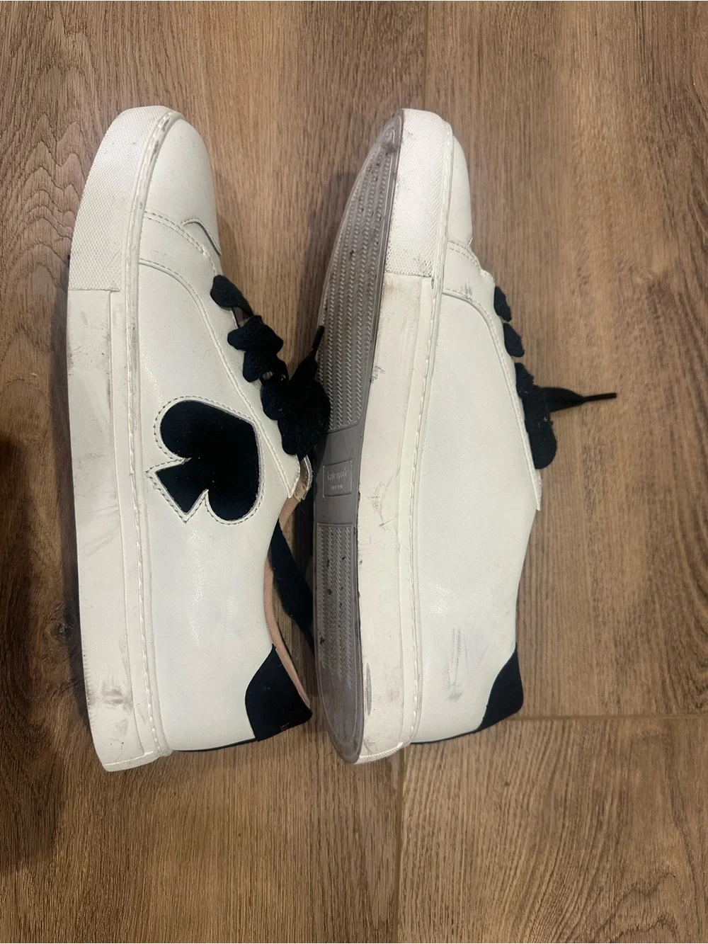 Kate Spade New York White Leather Spade Logo Sneakers - Size 10